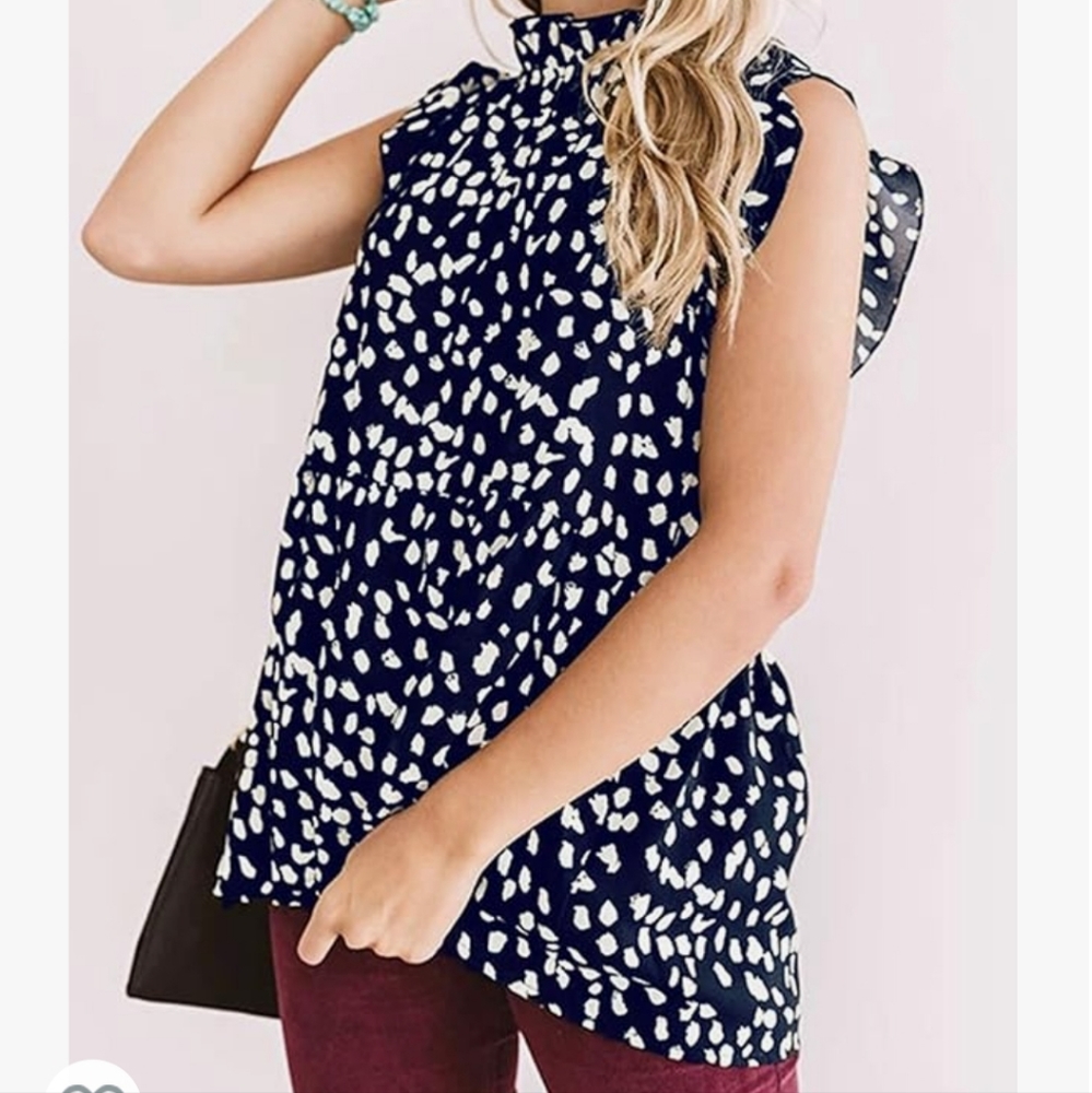 Peplum Navy & White Blouse